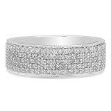 1.00 Carat (ctw) 10K White Gold Round Cut White Diamond Men's Bridal Micro Pave Wedding Band 1 CT