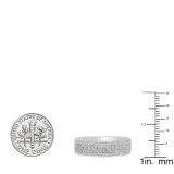 1.00 Carat (ctw) 10K White Gold Round Cut White Diamond Men's Bridal Micro Pave Wedding Band 1 CT