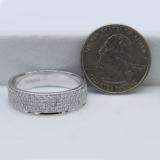 1.00 Carat (ctw) 10K White Gold Round Cut White Diamond Men's Bridal Micro Pave Wedding Band 1 CT