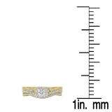 0.70 Carat (Ctw) 10K Yellow Gold Princess & Round Cut White Diamond Ladies Bridal Swirl Halo Style Split Shank Engagement Ring With Matching Band Set 3/4 CT