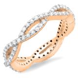 0.65 Carat (ctw) 14K Rose Gold Round Diamond Ladies Eternity Anniversary Wedding Band Ring 3/4 CT