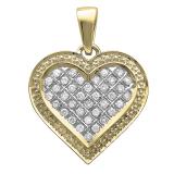 0.75 Carat (ctw) 10K Yellow Gold Round Diamond Ladies Heart Pendant 3/4 CT