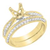0.30 Carat (ctw) 14K White Gold Round CZ Ladies Bridal Engagement Ring Matching Band Set 1/3 CT