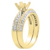 Round White Diamond Semi Mount Engagement Ring Set for Women (0.55 ctw, Color I-J, Clarity I1-I2) in 14K Yellow gold