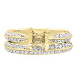 Round White Diamond Semi Mount Engagement Ring Set for Women (0.55 ctw, Color I-J, Clarity I1-I2) in 14K Yellow gold