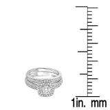 0.85 Carat (ctw) 14K White Gold Round Diamond Ladies Bridal Ring Shape Engagement Set Matching Band