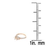 1.15 Carat (Ctw) 14K Rose Gold Brilliant Round & Baguette Cut Diamond Vintage Antique Look Semi Mount Ladies Engagement Bridal Ring (No Center Stone)
