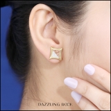 0.32 Carat (ctw) 10K Yellow Gold White & Red Round Diamond Micro Pave Setting Kite Shape Stud Earrings