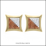 0.32 Carat (ctw) 10K Yellow Gold White & Red Round Diamond Micro Pave Setting Kite Shape Stud Earrings
