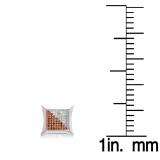 0.32 Carat (ctw) 10K White Gold White & Red Round Diamond Micro Pave Setting Kite Shape Stud Earrings 1/3 CT