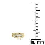 0.75 Carat (ctw) 14K Yellow Gold Princess & Round Diamond Ladies Bridal Engagement Ring Set Matching Band