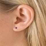 1.35 Carat (ctw) 10K Rose Gold Heart Rhodolite & White Diamond Halo Stud Earring