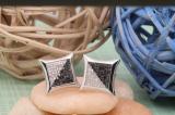 0.32 Carat (ctw) 14K White Gold Black & White Round Diamond Micro Pave Setting Kite Shape Stud Earrings 1/3 CT