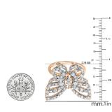 0.70 Carat (ctw) 10K Rose Gold Round Diamond Ladies Butterfly Cocktail Right Hand Ring 3/4 CT