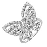 0.70 Carat (ctw) 10K White Gold Round Diamond Ladies Butterfly Cocktail Right Hand Ring 3/4 CT