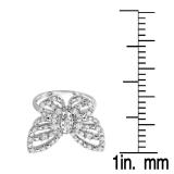 0.70 Carat (ctw) 10K White Gold Round Diamond Ladies Butterfly Cocktail Right Hand Ring 3/4 CT