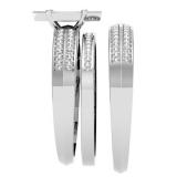 0.25 Carat (ctw) 10K White Gold Round Diamond Men And Women's Micro Pave Engagement Ring Trio Set 1/4 CT