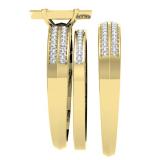 0.25 Carat (ctw) 10K Yellow Gold Round Diamond Men And Women's Micro Pave Engagement Ring Trio Set 1/4 CT