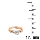 0.27 Carat (ctw) 10K Rose Gold Round Diamond Ladies Halo Style Bridal Engagement Ring Set With Matching Band 1/4 CT