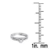 0.27 Carat (ctw) 10K White Gold Round Diamond Ladies Halo Style Bridal Engagement Ring Set With Matching Band 1/4 CT