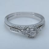 0.27 Carat (ctw) 10K White Gold Round Diamond Ladies Halo Style Bridal Engagement Ring Set With Matching Band 1/4 CT