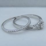 0.27 Carat (ctw) 10K White Gold Round Diamond Ladies Halo Style Bridal Engagement Ring Set With Matching Band 1/4 CT