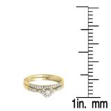 0.27 Carat (ctw) 10K Yellow Gold Round Diamond Ladies Halo Style Bridal Engagement Ring Set With Matching Band 1/4 CT
