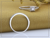 0.30 Carat (ctw) 10K White Gold Round & Princess Diamond Ladies Bridal Halo Engagement Ring Set 1/3 CT