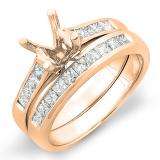 0.50 Carat (ctw) 10K Rose Gold Princess Diamond Ladies Bridal Semi Mount Engagement Ring Set 1/2 CT (No Center Stone)