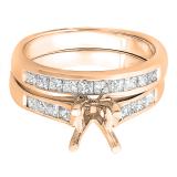 0.50 Carat (ctw) 10K Rose Gold Princess Diamond Ladies Bridal Semi Mount Engagement Ring Set 1/2 CT (No Center Stone)