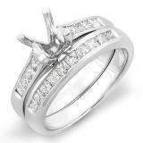 0.50 Carat (ctw) 10K White Gold Princess Diamond Ladies Bridal Semi Mount Engagement Ring Set 1/2 CT (No Center Stone)