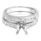 0.50 Carat (ctw) 10K White Gold Princess Diamond Ladies Bridal Semi Mount Engagement Ring Set 1/2 CT (No Center Stone)