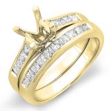 0.50 Carat (ctw) 14K Yellow Gold Princess Diamond Ladies Bridal Semi Mount Engagement Ring Set 1/2 CT (No Center Stone)