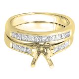 0.50 Carat (ctw) 14K Yellow Gold Princess Diamond Ladies Bridal Semi Mount Engagement Ring Set 1/2 CT (No Center Stone)