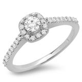 0.50 Carat (ctw) 10K White Gold Round Diamond Ladies Halo Bridal Engagement Ring 1/2 CT