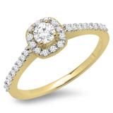 0.50 Carat (ctw) 10K Yellow Gold Round Diamond Ladies Halo Bridal Engagement Ring 1/2 CT
