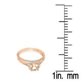 0.65 Carat (ctw) 10K Rose Gold Round Cut Diamond Ladies Halo Style Bridal Semi Mount Engagement Ring With Matching Band Set (No Center Stone)