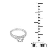 0.65 Carat (ctw) 10K White Gold Round Cut Diamond Ladies Halo Style Bridal Semi Mount Engagement Ring With Matching Band Set (No Center Stone)