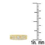 0.60 Carat (ctw) 18K Yellow Gold Princess & Round White Diamond Ladies Bridal Engagement Ring With Matching Band Set