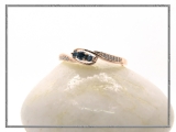 0.25 Carat (ctw) 14K Rose Gold Round Blue & White Diamond Ladies 3 Stone Engagement Promise Ring 1/4 CT