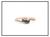 0.25 Carat (ctw) 14K Rose Gold Round Blue & White Diamond Ladies 3 Stone Engagement Promise Ring 1/4 CT