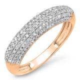 0.10 Carat (ctw) 10K Rose Gold Round Diamond Ladies Anniversary Wedding Band Stackable Ring 1/10 CT