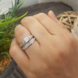 0.65 Carat (ctw) 18K White Gold Round Diamond Ladies Bridal Engagement Ring Matching Wedding Band Set  3/4 CT