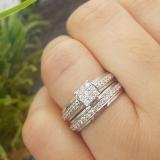 0.65 Carat (ctw) 18K White Gold Round Diamond Ladies Bridal Engagement Ring Matching Wedding Band Set  3/4 CT