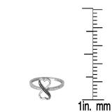 0.10 Carat (ctw) Sterling Silver Round Black & White Diamond Ladies Promise Two Double Heart Infinity Love Engagement Ring 1/10 CT