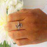 0.10 Carat (ctw) Sterling Silver Round Black & White Diamond Ladies Promise Two Double Heart Infinity Love Engagement Ring 1/10 CT