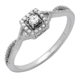 0.15 Carat (ctw) 10K White Gold Round Cut Diamond Ladies Crossover Split Shank Engagement Bridal Promise Ring