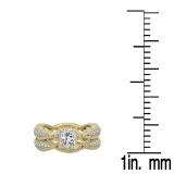 1.80 Carat (Ctw) 14K Yellow Gold Princess & Round Cut White Diamond Ladies V Prong Milgrain Bridal Engagement Ring Matching Band Sets 1 3/4 CT