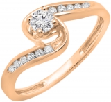 0.35 Carat (ctw) 10K Rose Gold Round Diamond Ladies Twisted Swirl Bridal Engagement Ring 1/3 CT