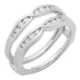 0.42 Carat (ctw) 10K White Gold Round Diamond Ladies Anniversary Wedding Band Enhancer Guard Double Ring